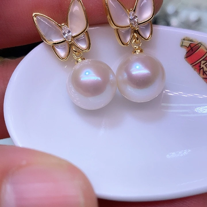 银S925镶嵌耳饰淡水珍珠