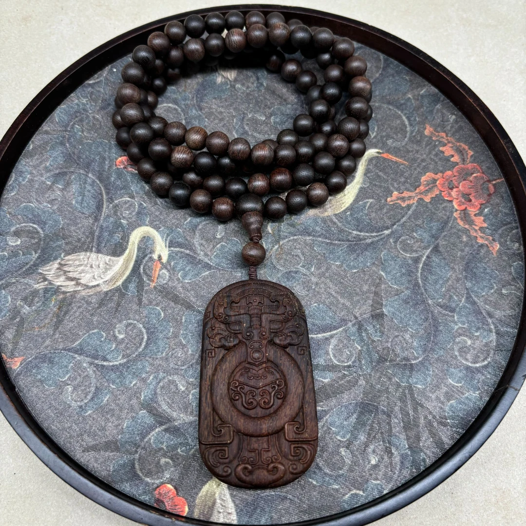 DZSP84 沉香圆珠项链尺寸约8-9mm搭配沉香木吊坠 多样性发一件