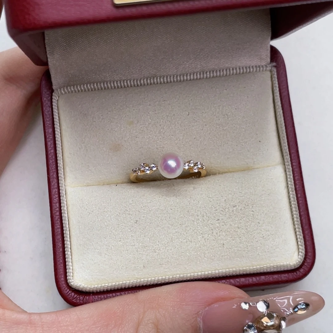 来***6银S925镶嵌海水珍珠戒指