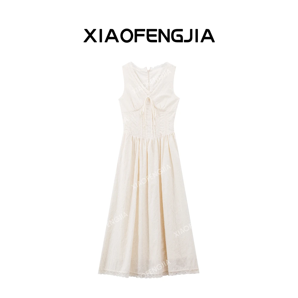 2025春季新款【四季青小封家轻奢】气质显瘦蕾丝边收腰连衣裙2566