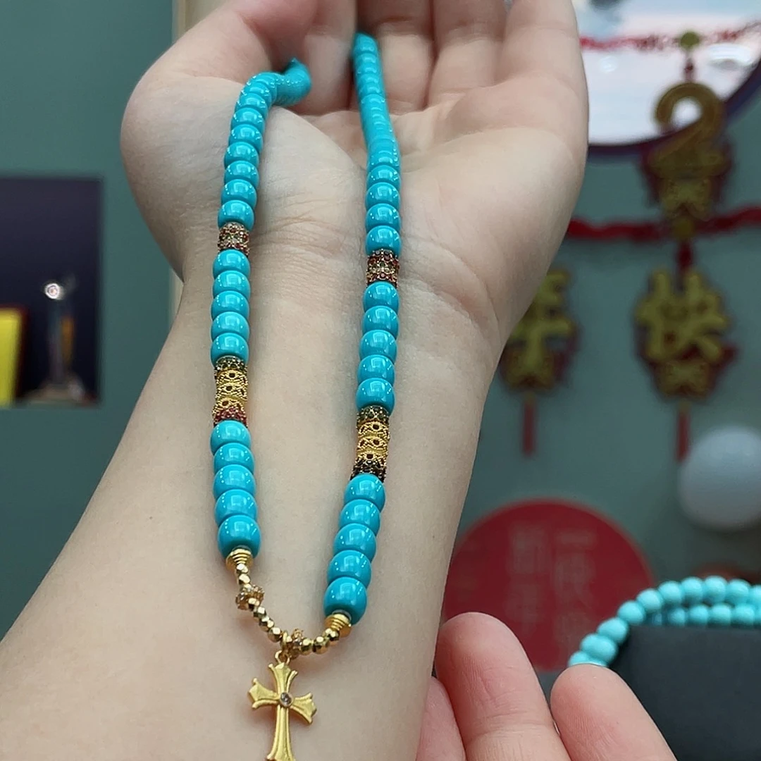 绿松石颈饰18K金镶嵌