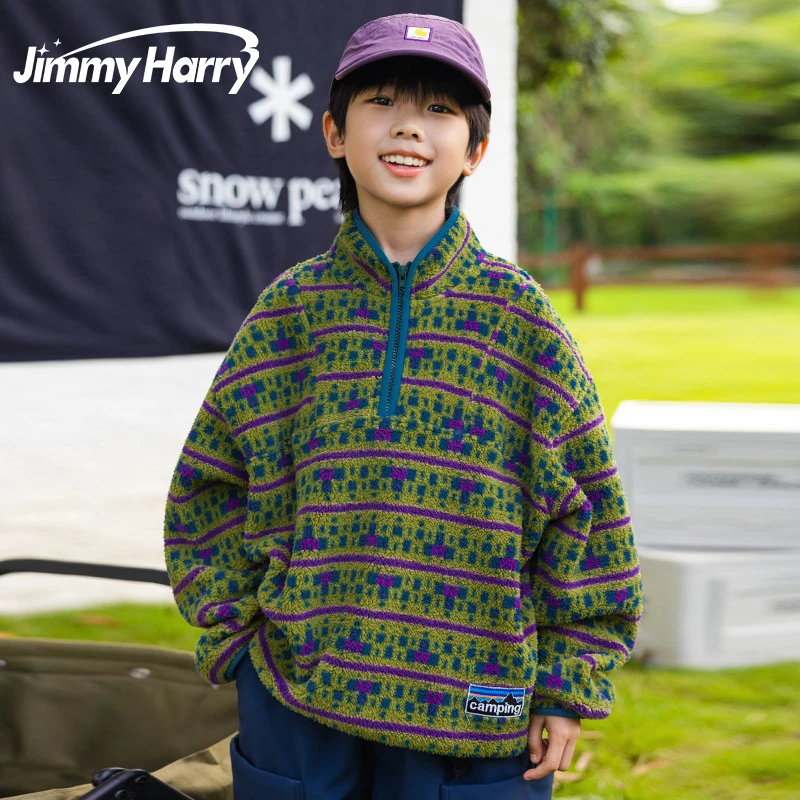 吉米妈【圣诞星】街舞嘻哈男童摇粒绒宽松套头卫衣中大童DW2488