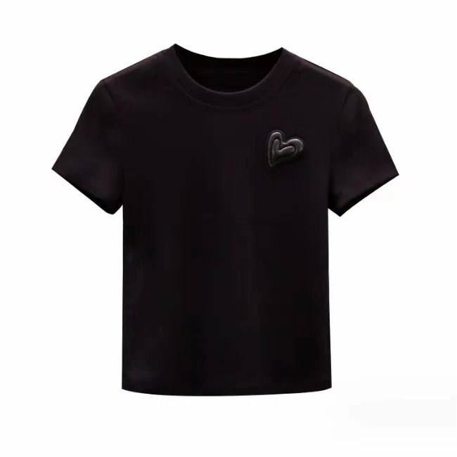 8821经典款爱心T恤女2024新款短款百搭短袖上衣