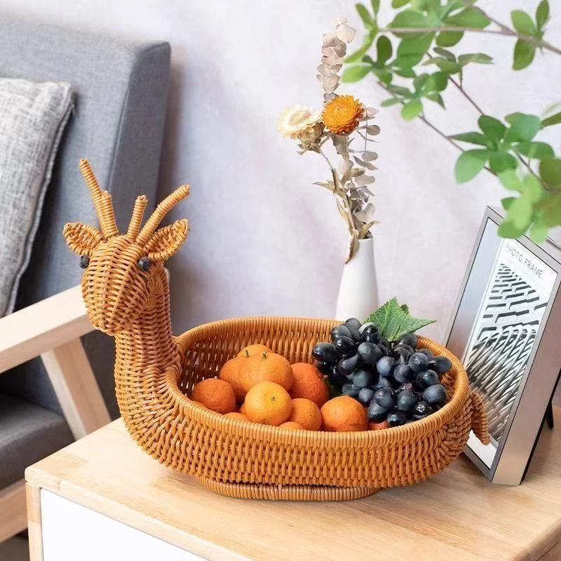 A199 手工编织小鹿水果卧室收纳篮家用礼盒33*23*28