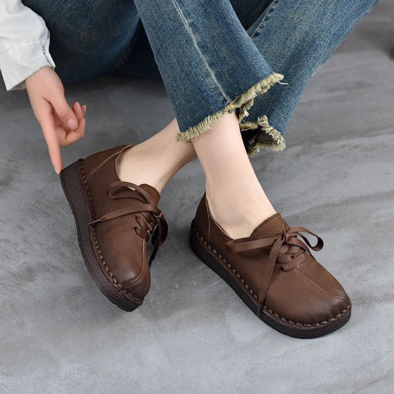 2025春秋新款真皮软底女鞋新款皮鞋女妈妈鞋子软面不累脚休闲单鞋