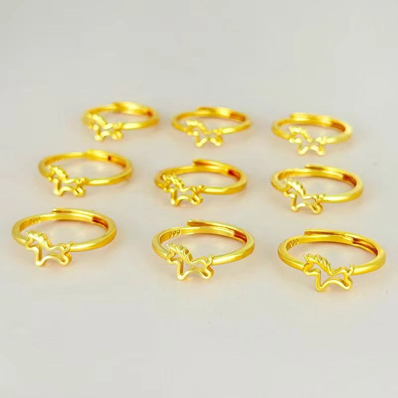 精美马年掐丝镂空小马活口戒指带礼盒—J005