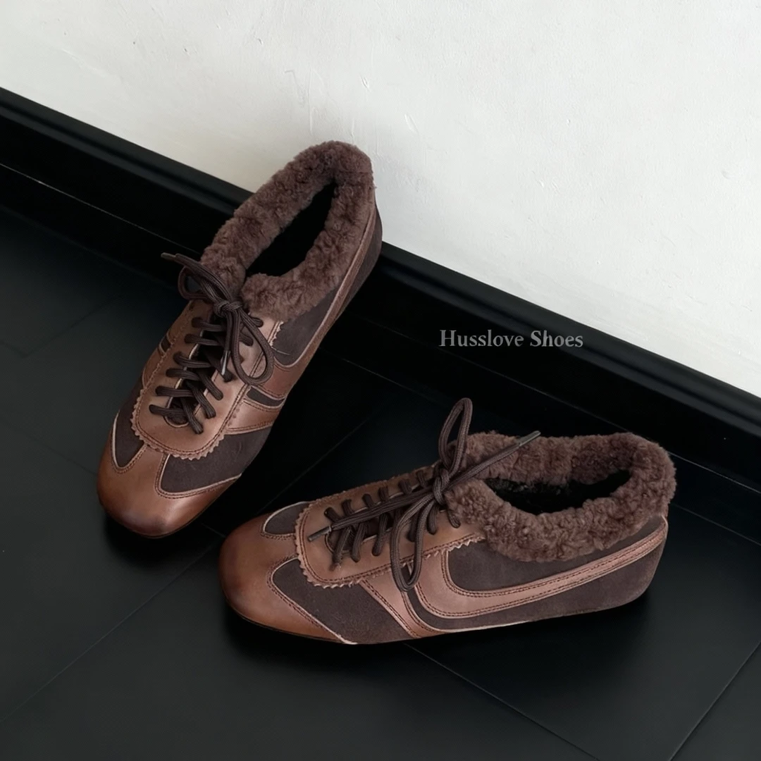 HUSSLOVE 头层牛皮+牛反·跟高3CM·复古百搭休闲冬季保暖德训鞋