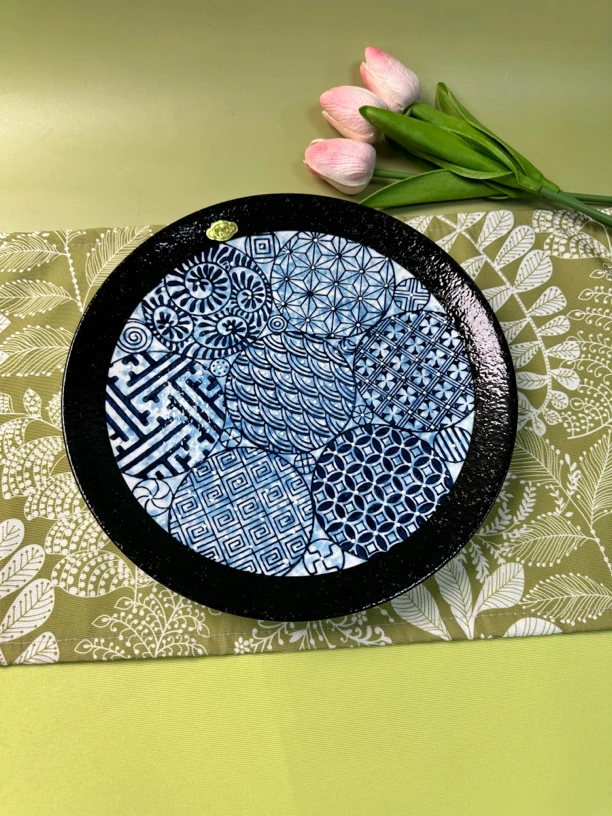 【一起淘儿】碟子有田昭乐10寸釉下彩日式圆盘盘子复古陶瓷餐具菜盘