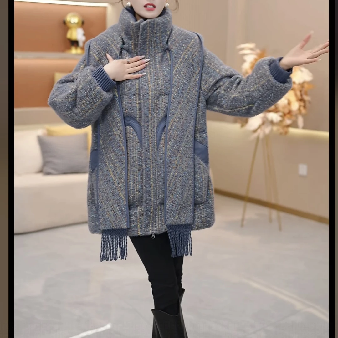 【羽绒服】2025连帽拼色气质保暖时尚加厚羽绒服新款宽松【SJYH3916】