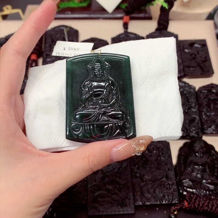 未镶嵌挂件翡翠天然a货钢琴黑挂件