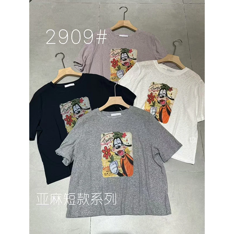 DaoZi/丹丹 印花卡通高飞麻T 2909