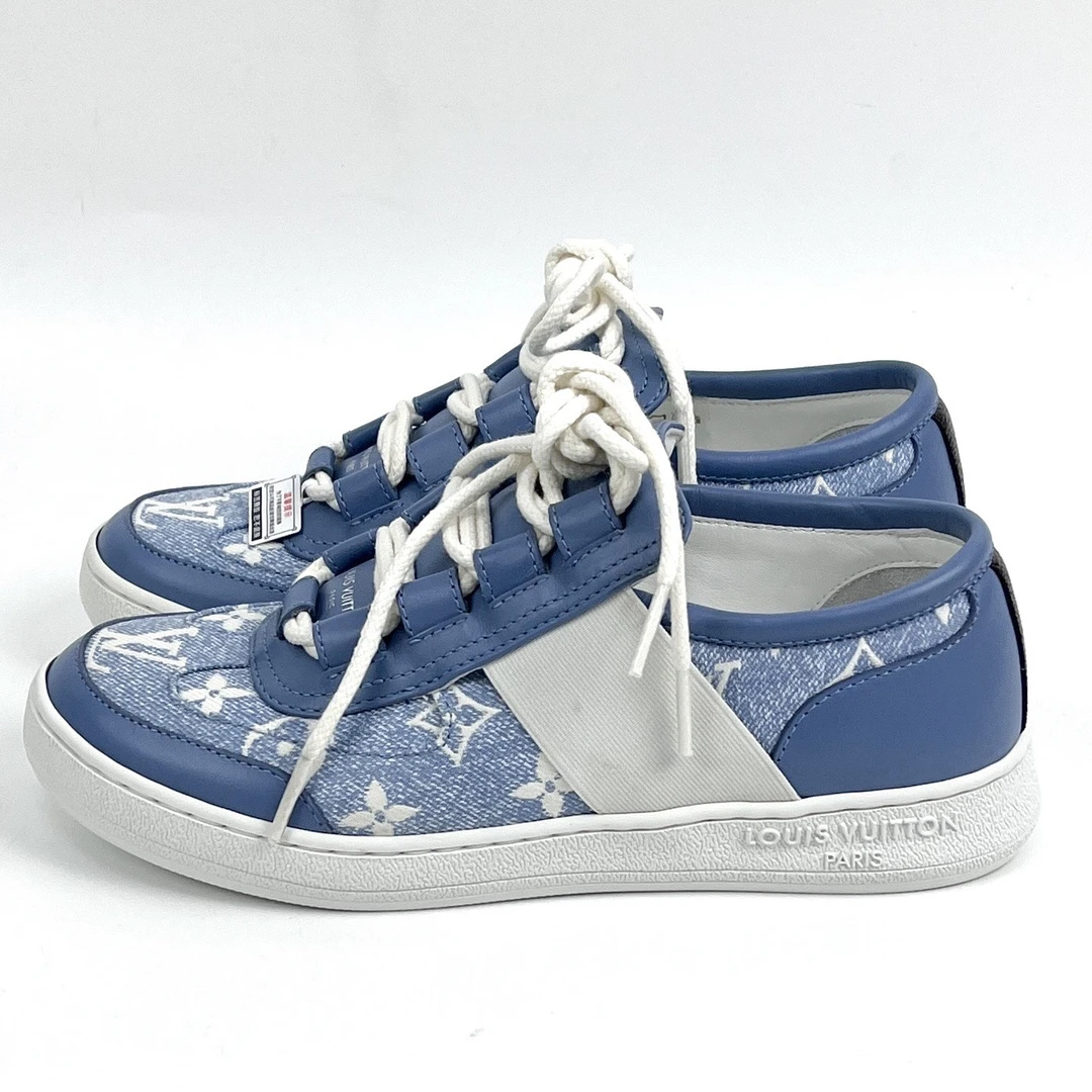 99新 LouisVuitton/路易威登 35码 新款蓝牛仔老花板鞋 lm4027