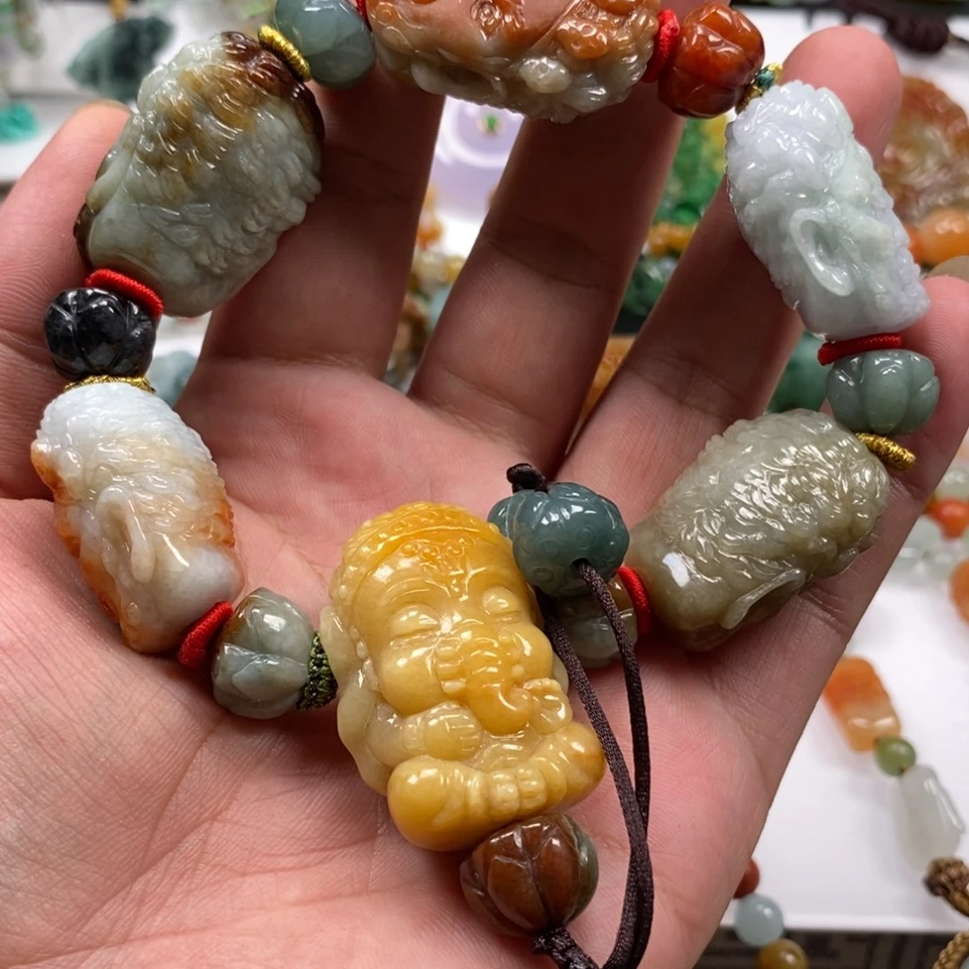 未镶嵌手串翡翠我****你特色翡翠多宝财神手串