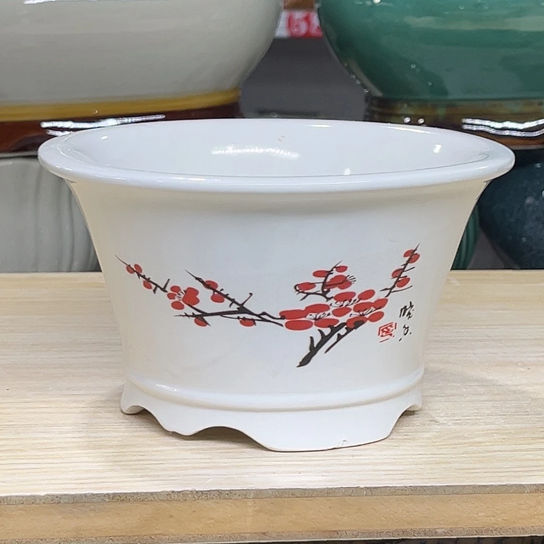 陶瓷绿植多肉微瑕贴花盆口径15*9