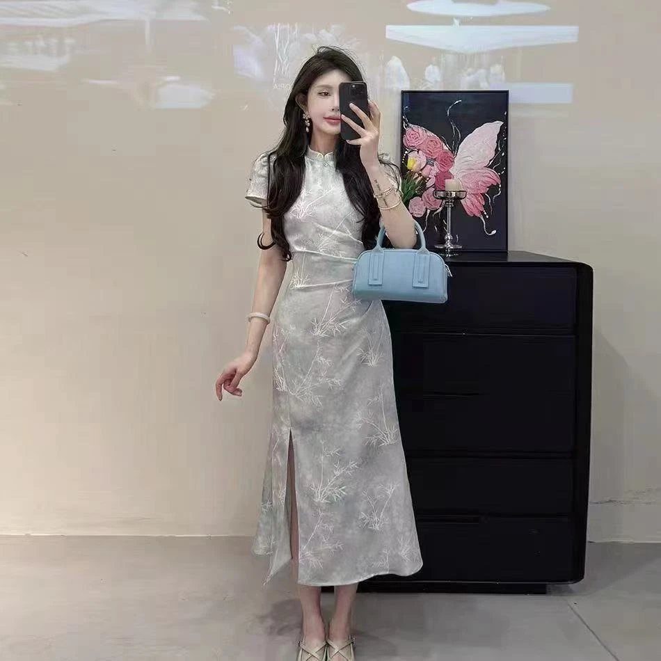 新中式改良旗袍2025新款年轻款女国风复古连衣裙日常可穿HJ-2051