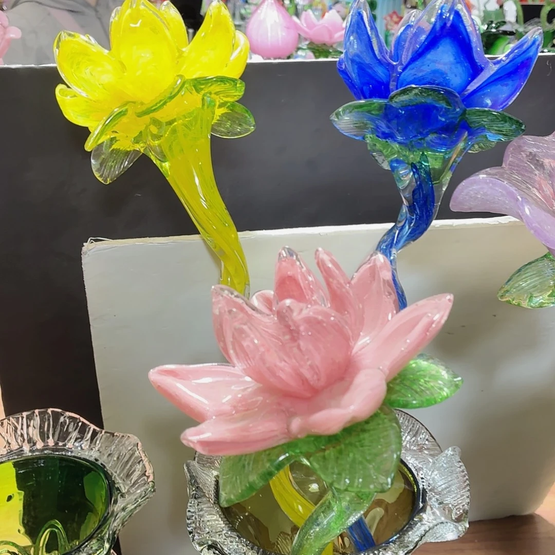 琉璃荷花纯手工琉璃3支