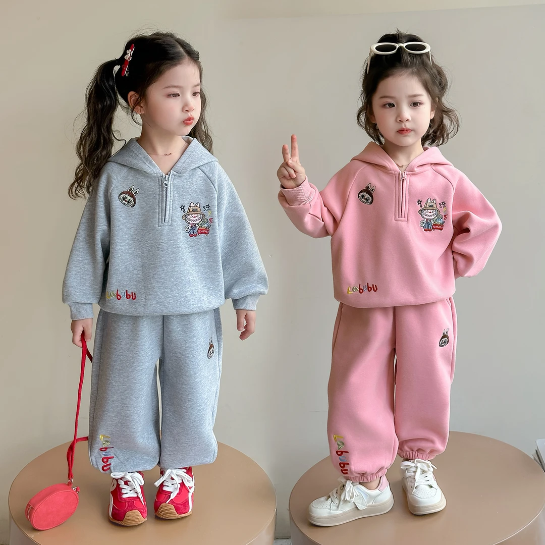 女童拉布布套装洋气春秋款网红女宝宝卫衣休闲两件套时髦小童韩版