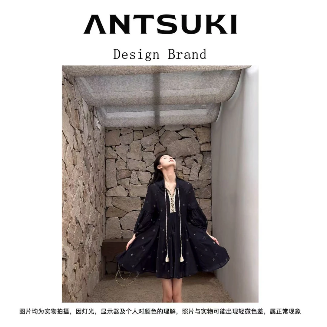 AnTsuki.【芳华】25年夏季新款莱塞尔天丝手工刺绣连衣裙