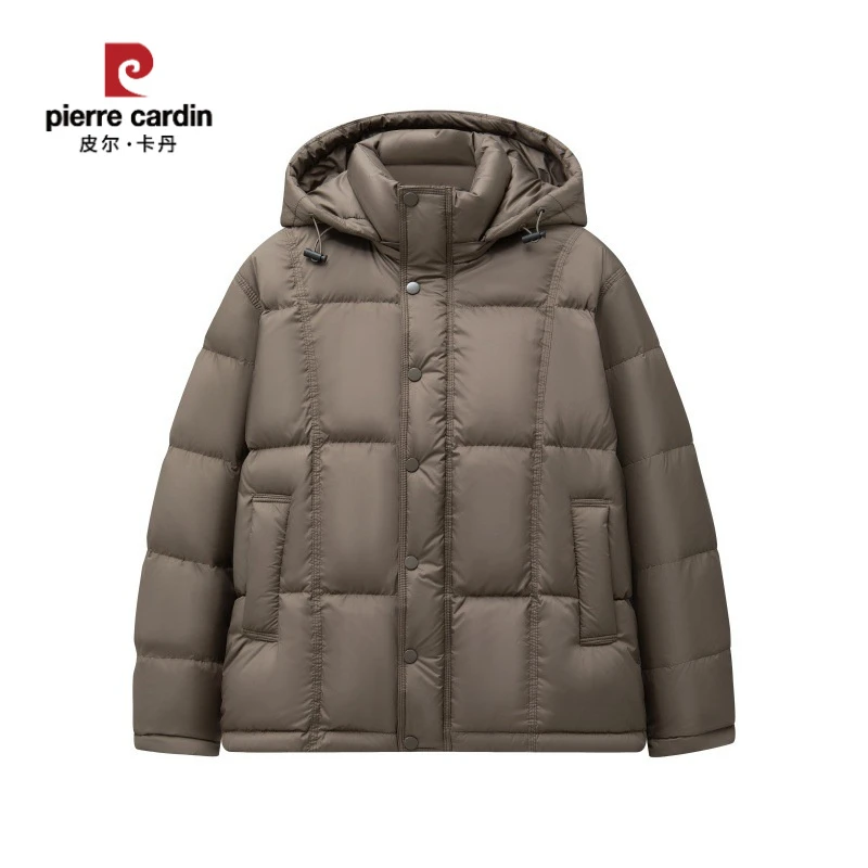 皮尔卡丹连帽防寒50绒羽绒服男士冬季潮流新款加厚保暖男装夹克鸭