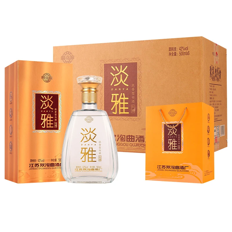 双苏淡雅白酒整箱 浓香型纯粮食酒 礼盒装42度6瓶41-50度500