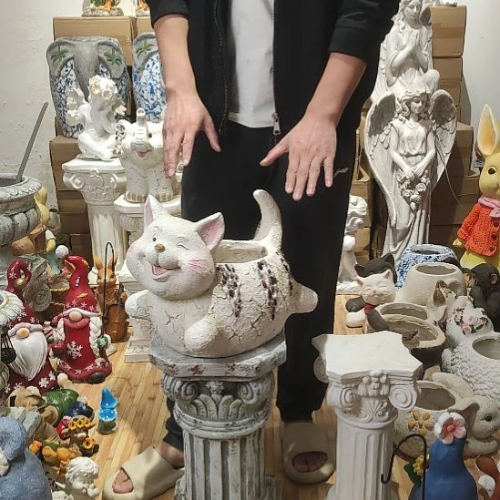 合成树脂胖猫花盆摆件