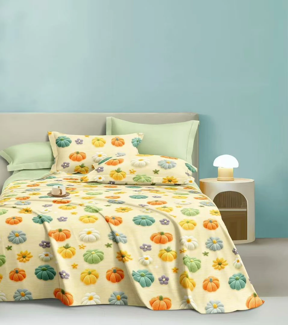 （1288）加厚亲肤床单2.45*2.45米（+－5公分）七彩南瓜
