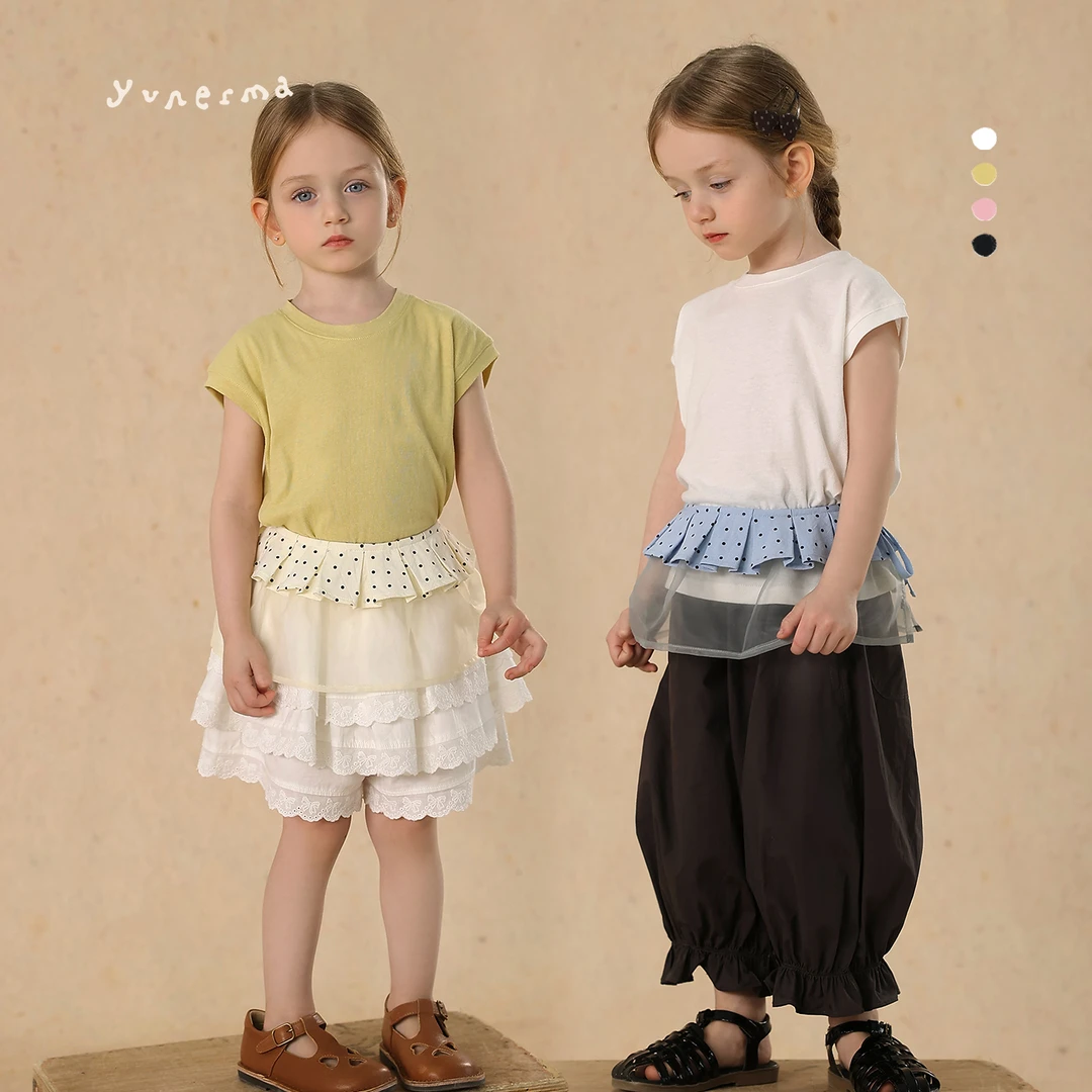 允儿妈女童2025夏季韩系短袖T恤 宝宝幼儿园时髦百搭背心儿童上衣