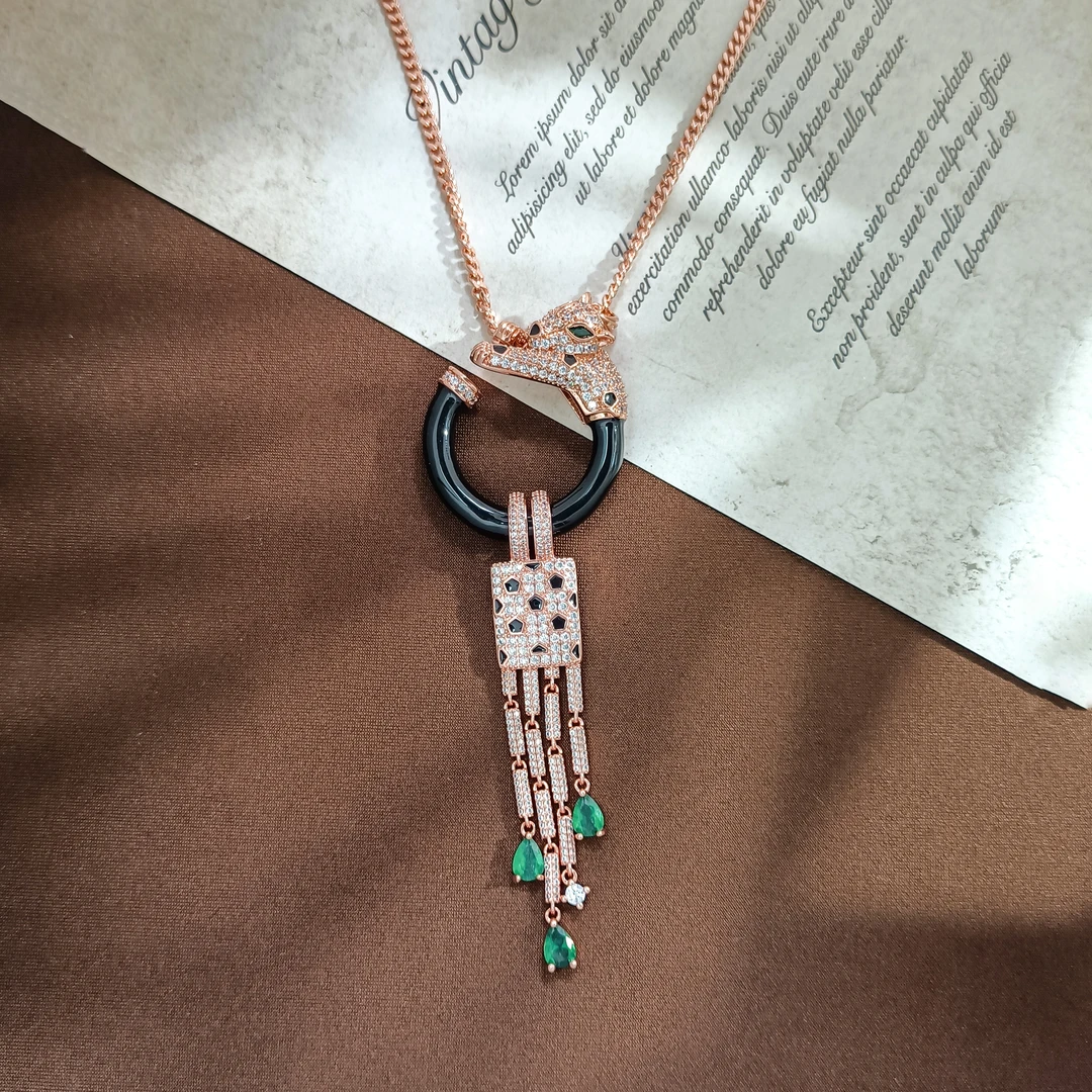 铜合金项链 WLX-008357【墨环垂碧】项链气质小众百搭轻奢