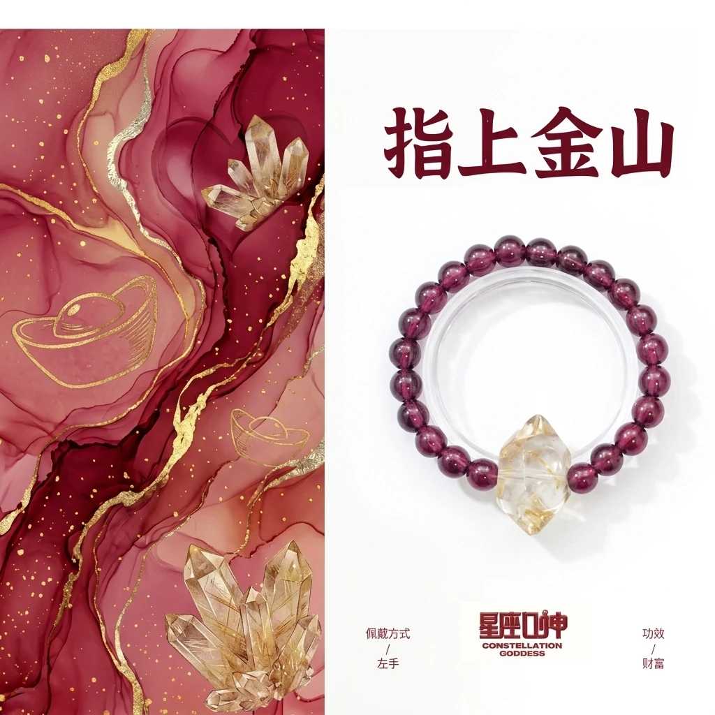 指上金山——星座女神严选黄塔晶双尖,紫牙乌设计款戒指