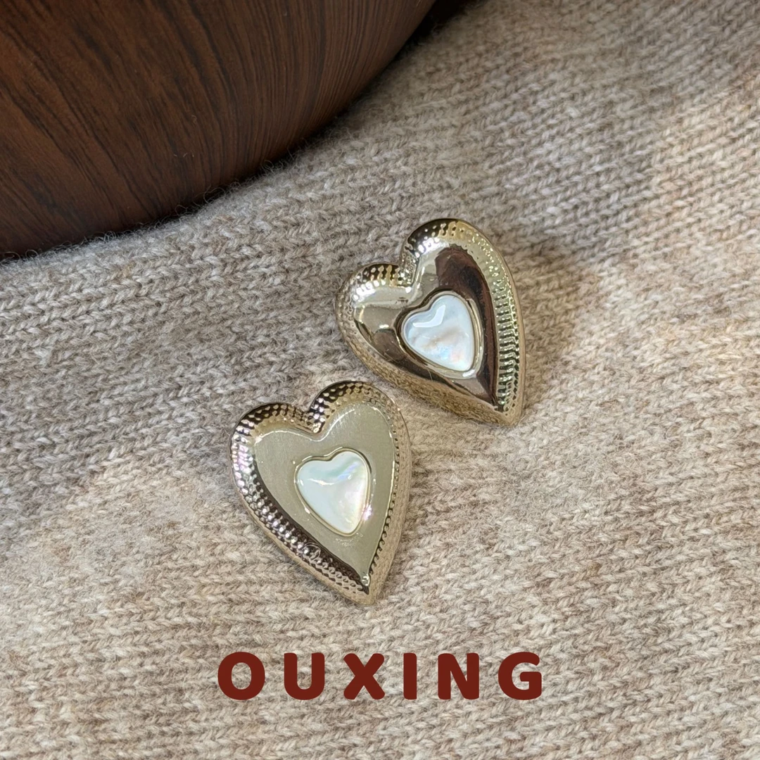 铜合金耳饰 [爱心物语]轻奢气质时尚复古法式小众ins精致耳环