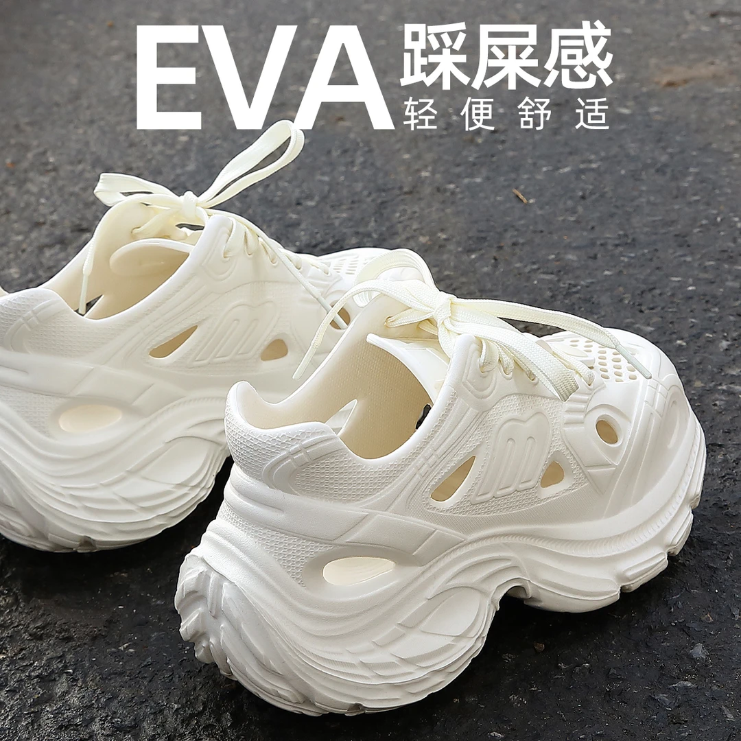 增高洞洞鞋男款夏季时尚绑带2025新款开车运动厚底耐磨凉拖男外穿