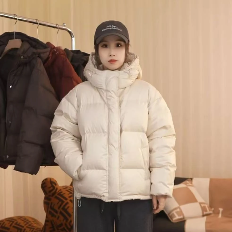 磁吸扣羽绒服连帽面包服短款羽绒服女