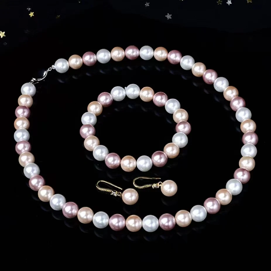 项链 套装糖果色色10mm款项链手链耳饰