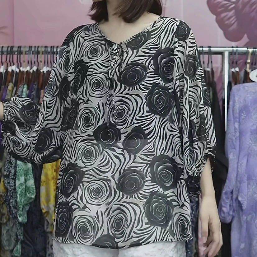 夏季新款上衣印花百搭女士宽松气质夏季时尚