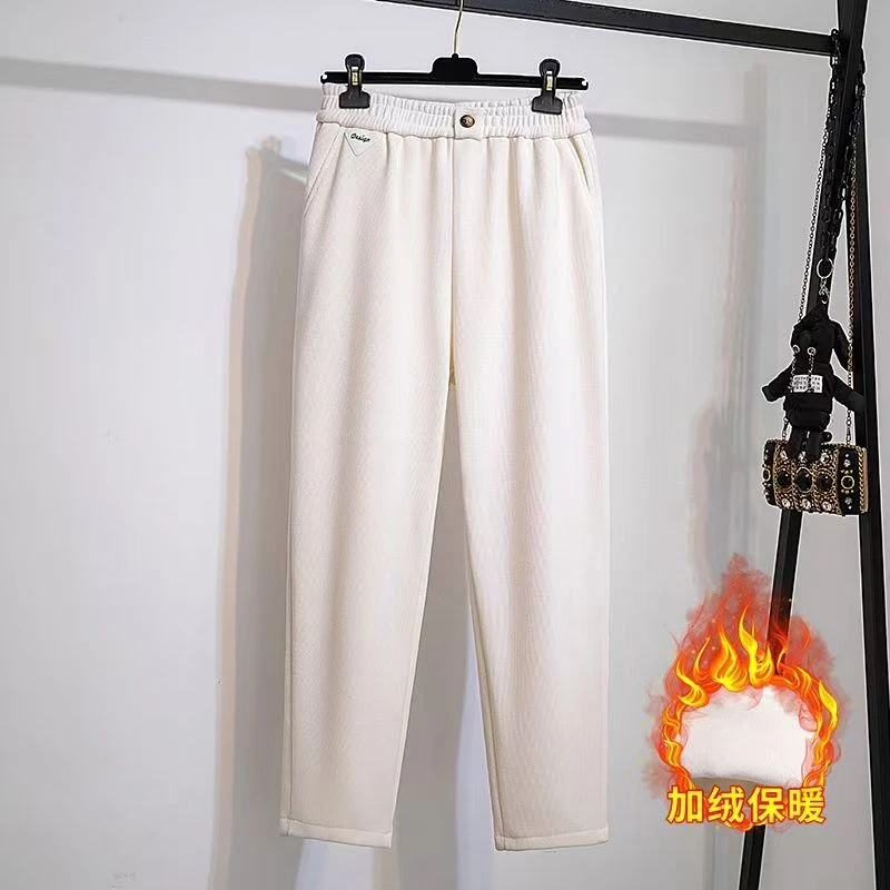 #23251 加绒加厚萝卜哈伦裤女秋冬爆款高腰显瘦遮胯弹力哈伦裤