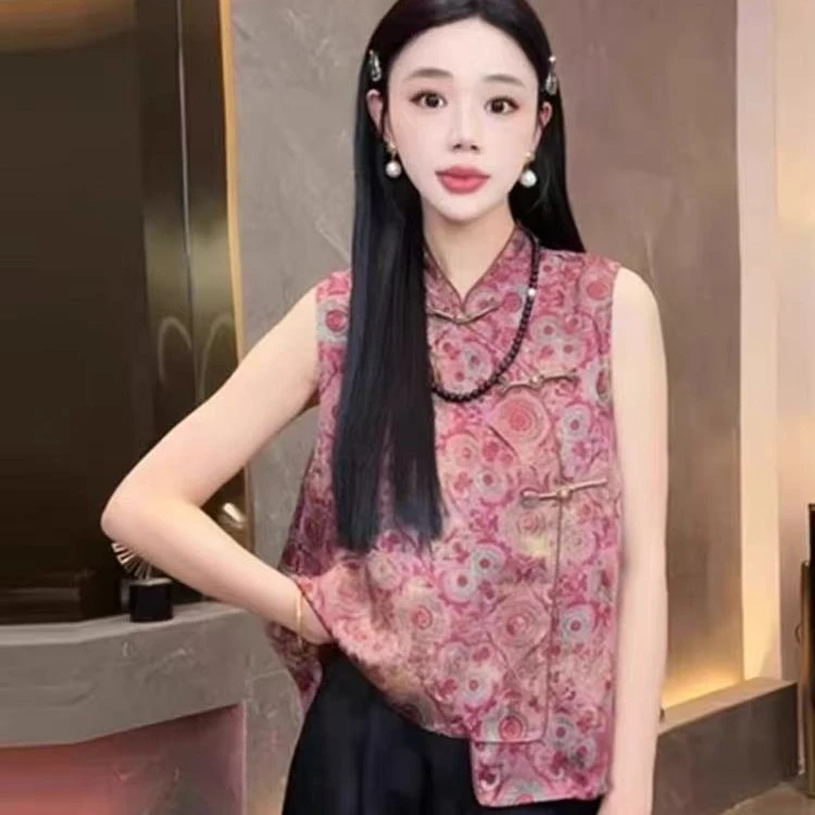 新中式时尚复古百搭无袖马甲上衣