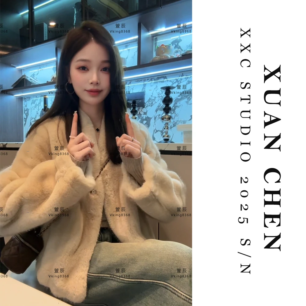 人造皮草 【绒感生机】秋冬仿貂毛女士短款外套洋气毛毛外套#9310