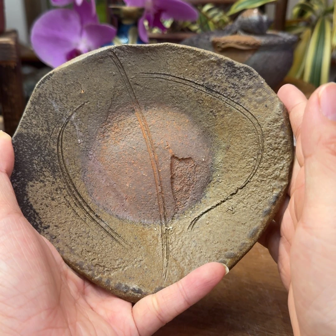 末石泰节备前烧树叶壶承福利一口价