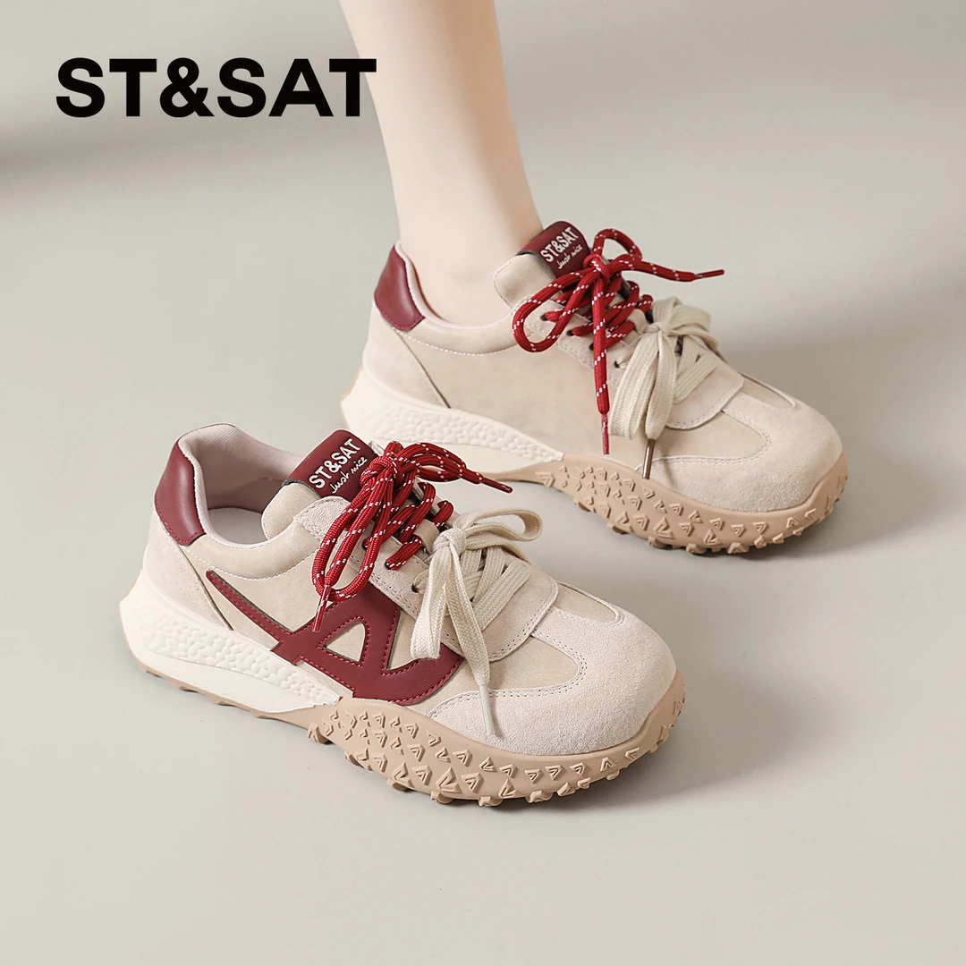 星期六百搭阿甘鞋女士2025新款秋季ins女鞋休闲小个子厚底德训鞋