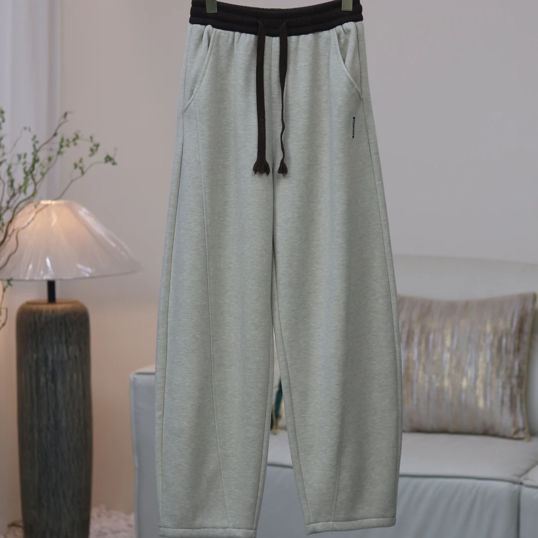 【3476】高品质原创设计燕麦色个性百搭系带休闲裤