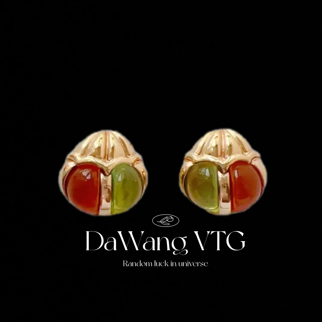 铜合金仿水晶耳饰 双色琉璃高级耳夹