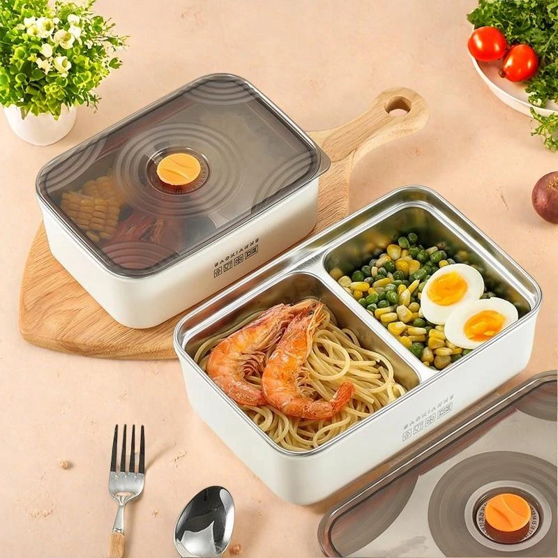 食品级保鲜盒316不锈钢饭盒微波炉加热专用便当餐盒密封冰箱收纳