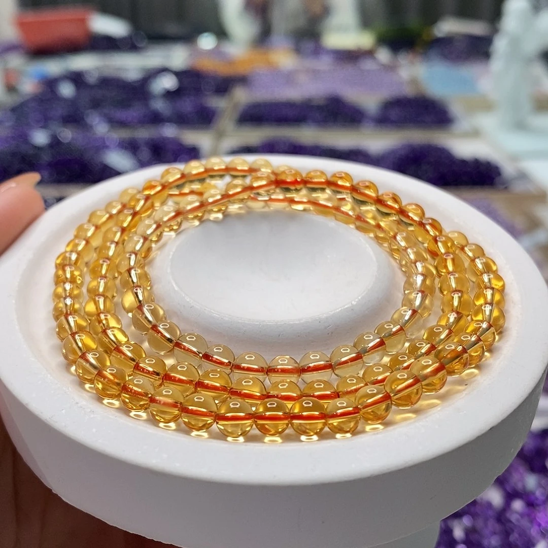 未镶嵌手链水晶巴西黄水晶三圈5M