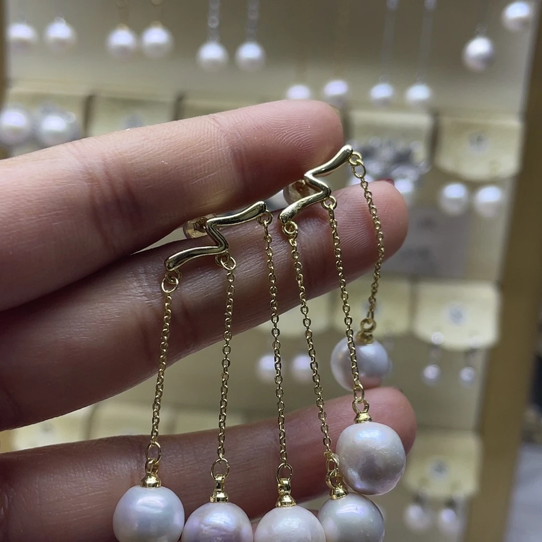 淡水珍珠耳饰银S925镶嵌