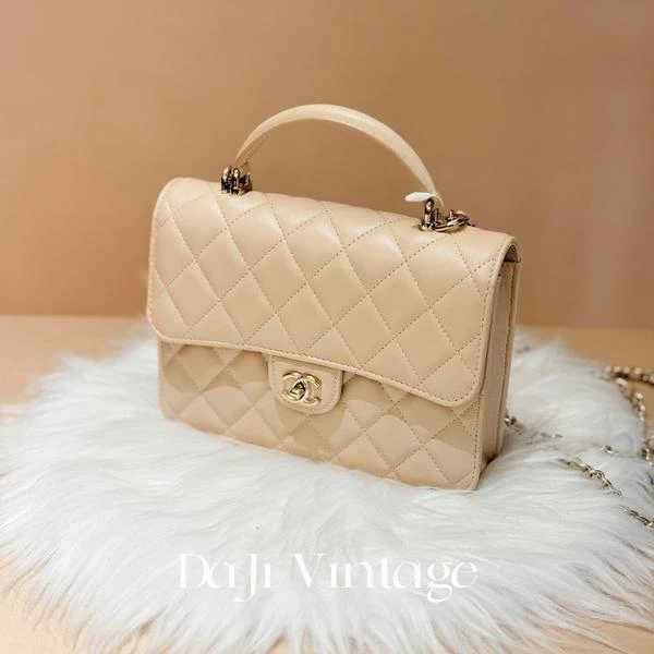 大吉中古/Chanel香奈儿25P米色woc双肩包