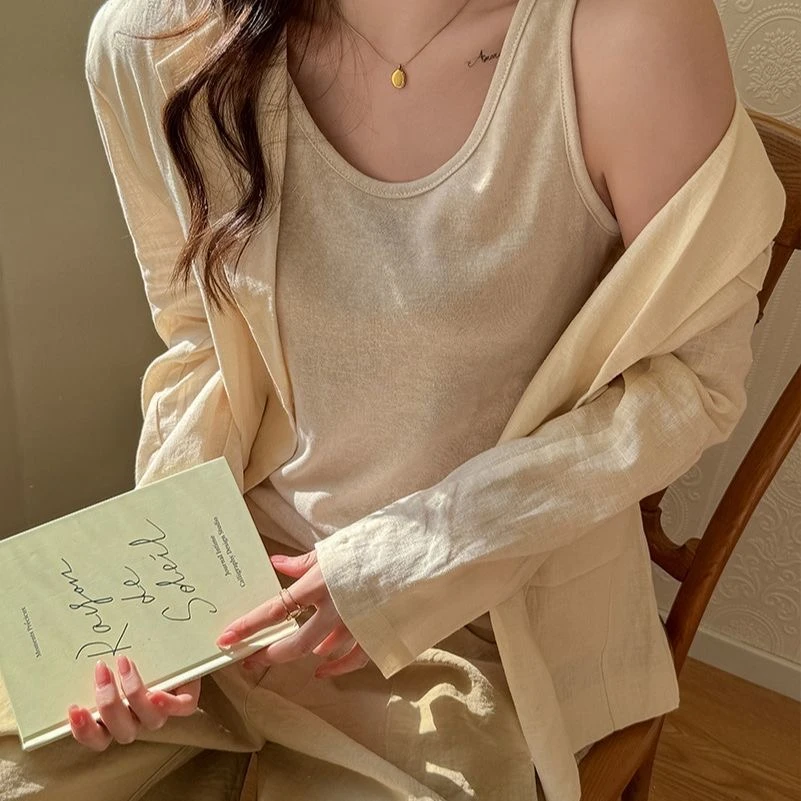 【2025夏季新款】时尚百搭慵懒风可外穿无袖上衣家居外穿遮肉骑行服