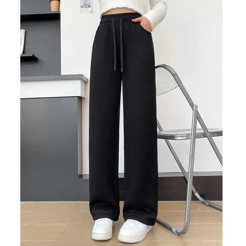 秋冬羊毛蚕丝高腰休闲阔腿裤【内里全包边】