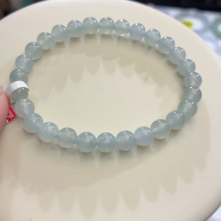 翡翠未镶嵌手链冰胶蓝卡6.8