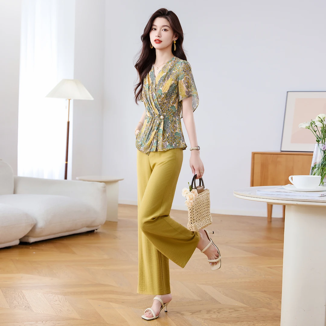 拉夏贝尔冰丝套装女夏2025新款贵夫人品牌高级感40减龄穿搭一整套
