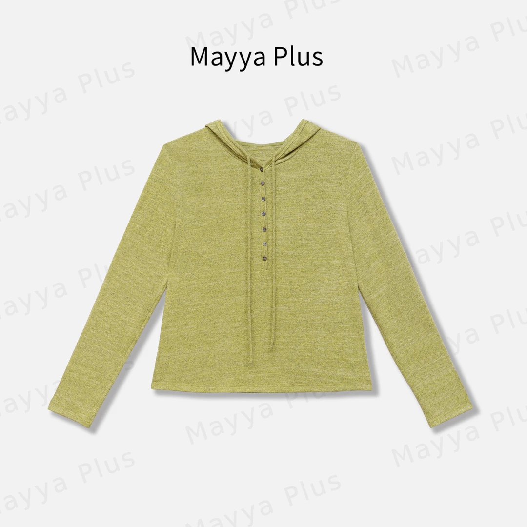 【织秋意】Mayya Plus麦芽定制早秋慵懒风百搭针织帽衫上衣32536595